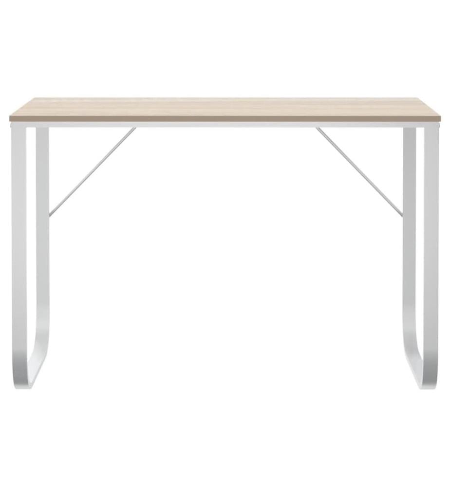Computertisch Weiss und Eiche-Optik 110x60x73 cm Holzwerkstoff