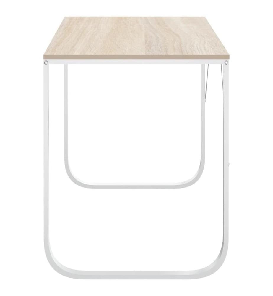 Computertisch Weiss und Eiche-Optik 110x60x73 cm Holzwerkstoff