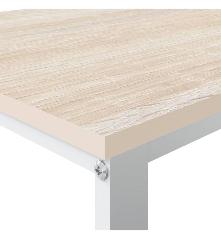 Computertisch Weiss und Eiche-Optik 110x60x73 cm Holzwerkstoff