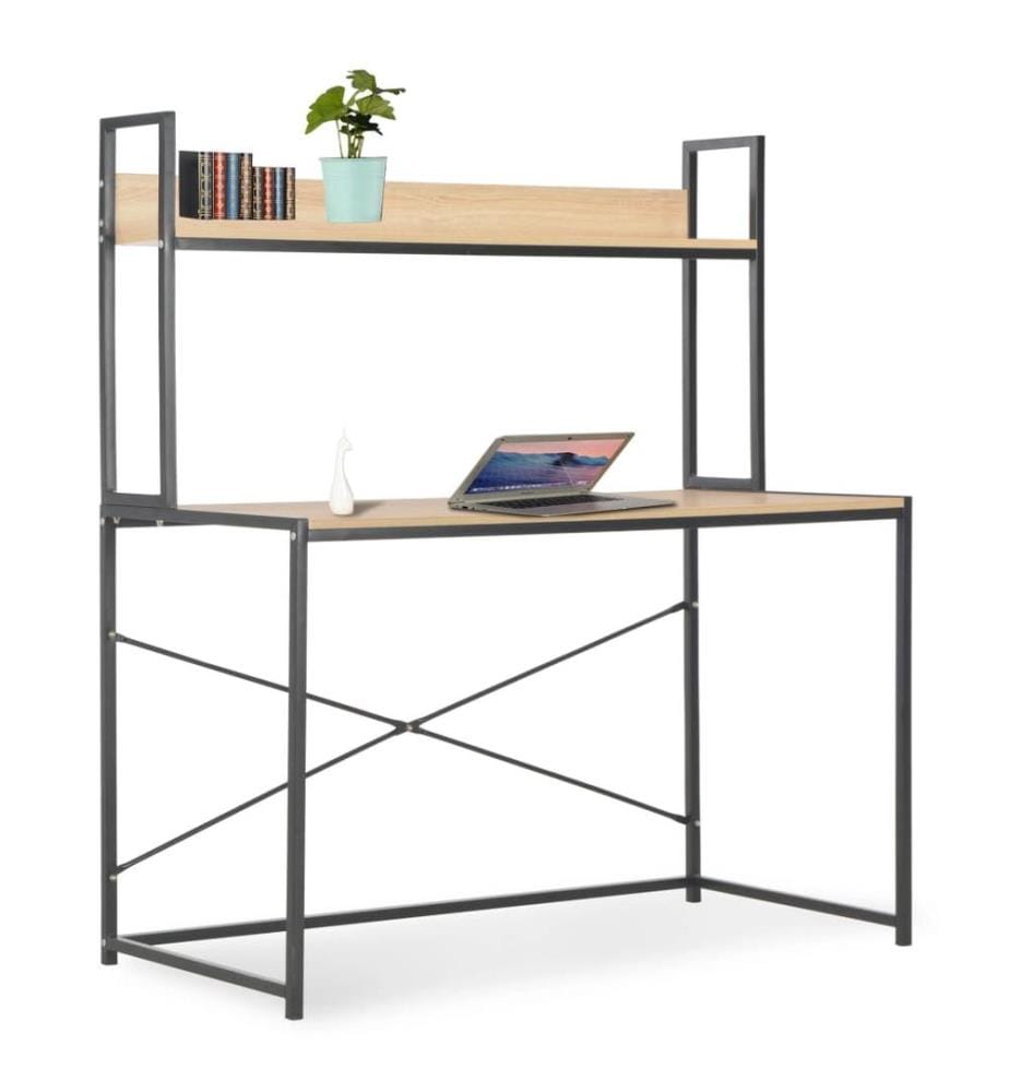 Computertisch Schwarz und Eiche 120x60x138 cm