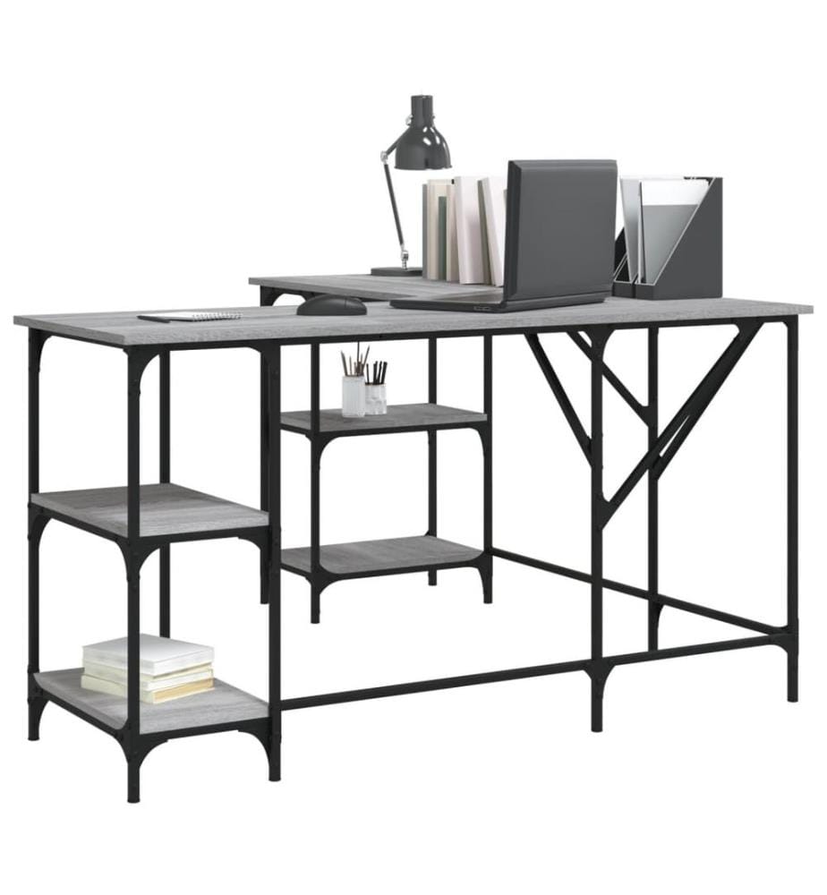 Bureau sonoma gris 139x139x75 cm bois d'ingénierie