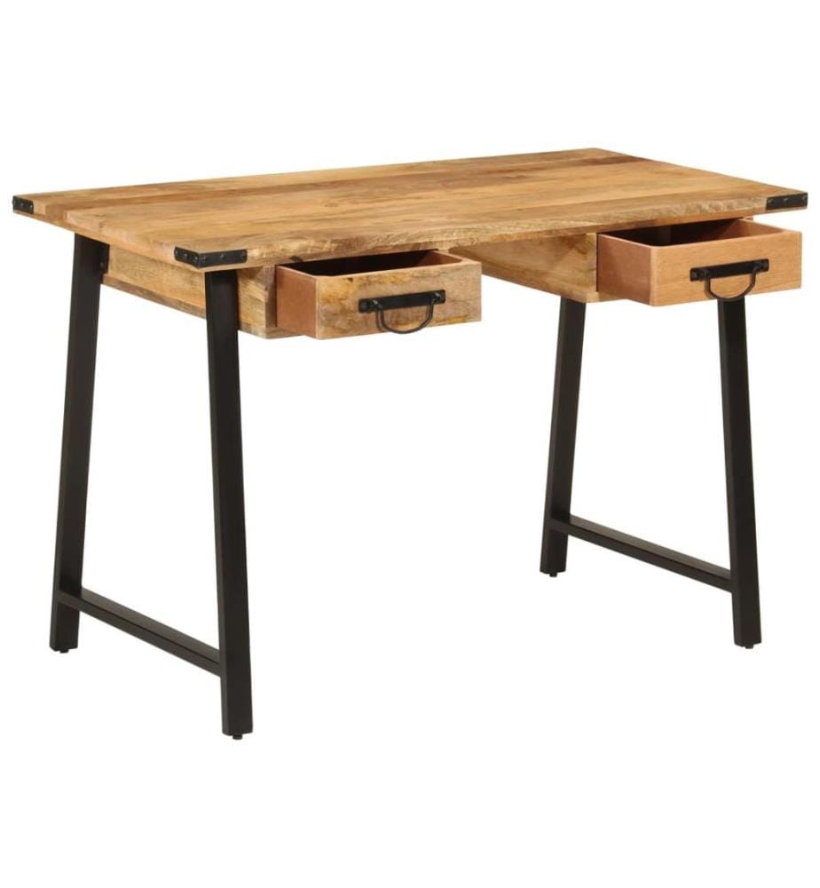 Schreibtisch mit Schubladen 105x55x70 cm Massivholz Mango Eisen