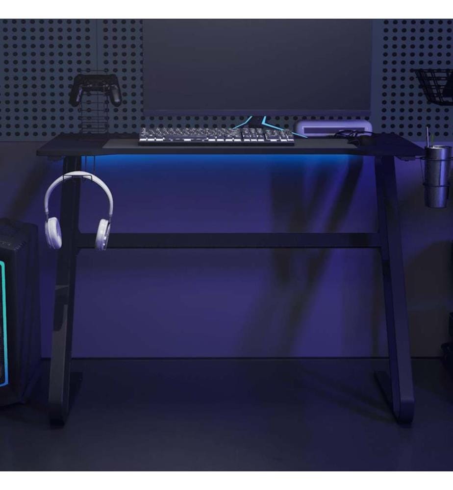 Bureau de jeu avec pieds en forme de ZZ Noir 110x60x75 cm