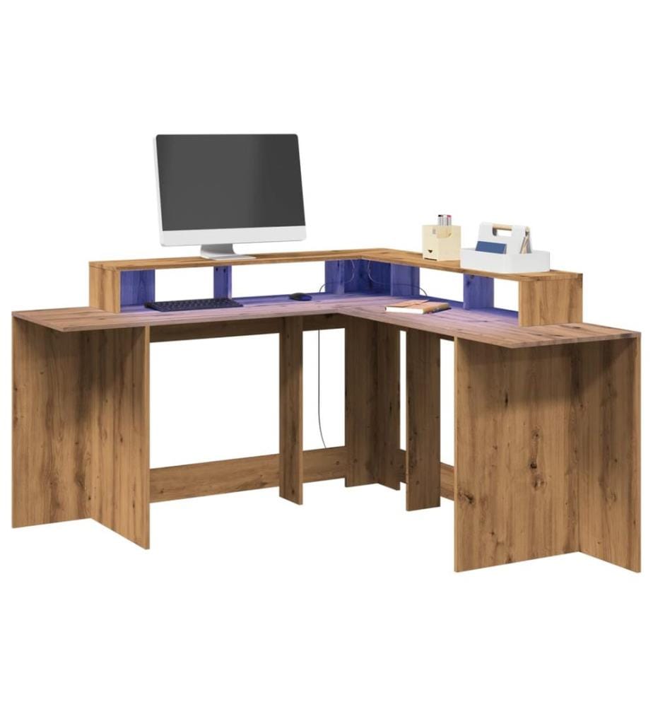 LED-Schreibtisch Artisan-Eiche 152x152x91 Holzwerkstoff
