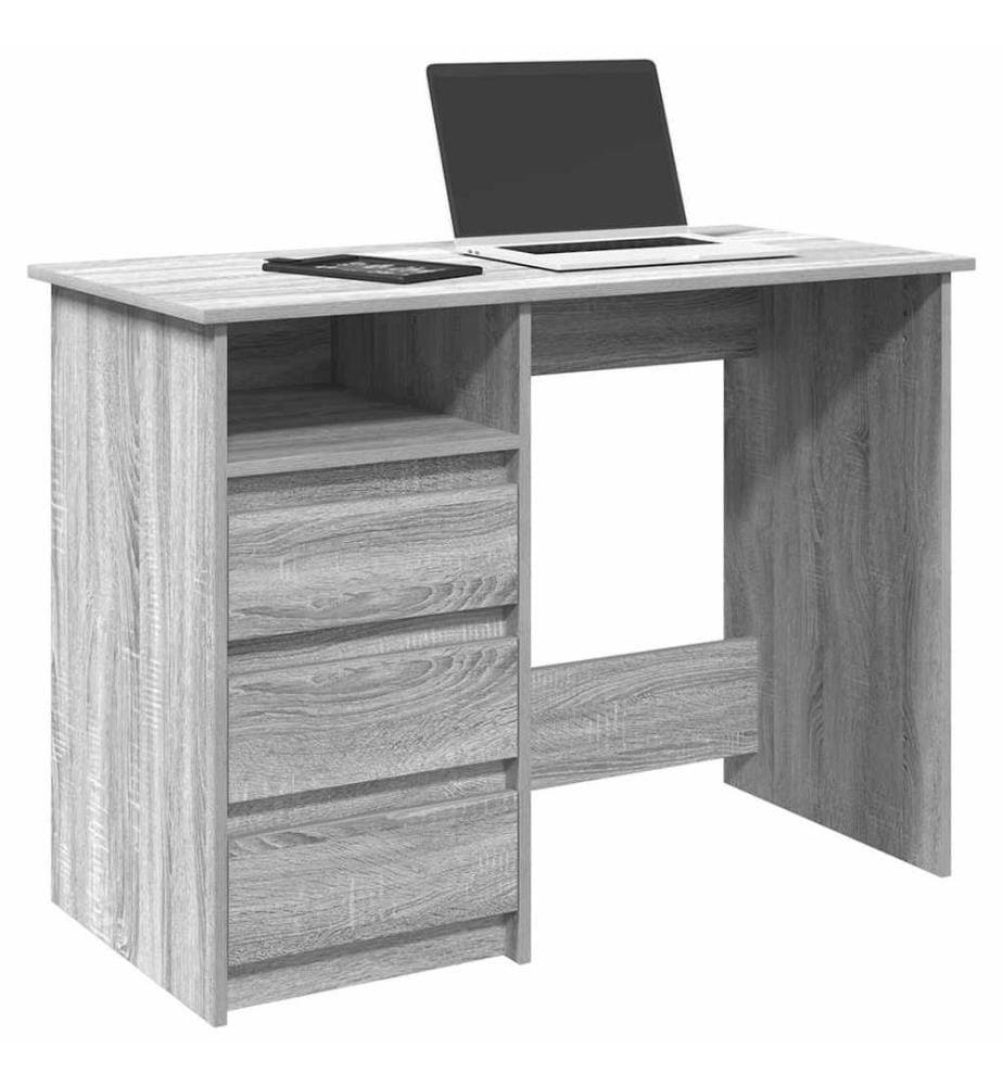 Bureau sonoma gris 102x50x75 cm bois d'ingénierie