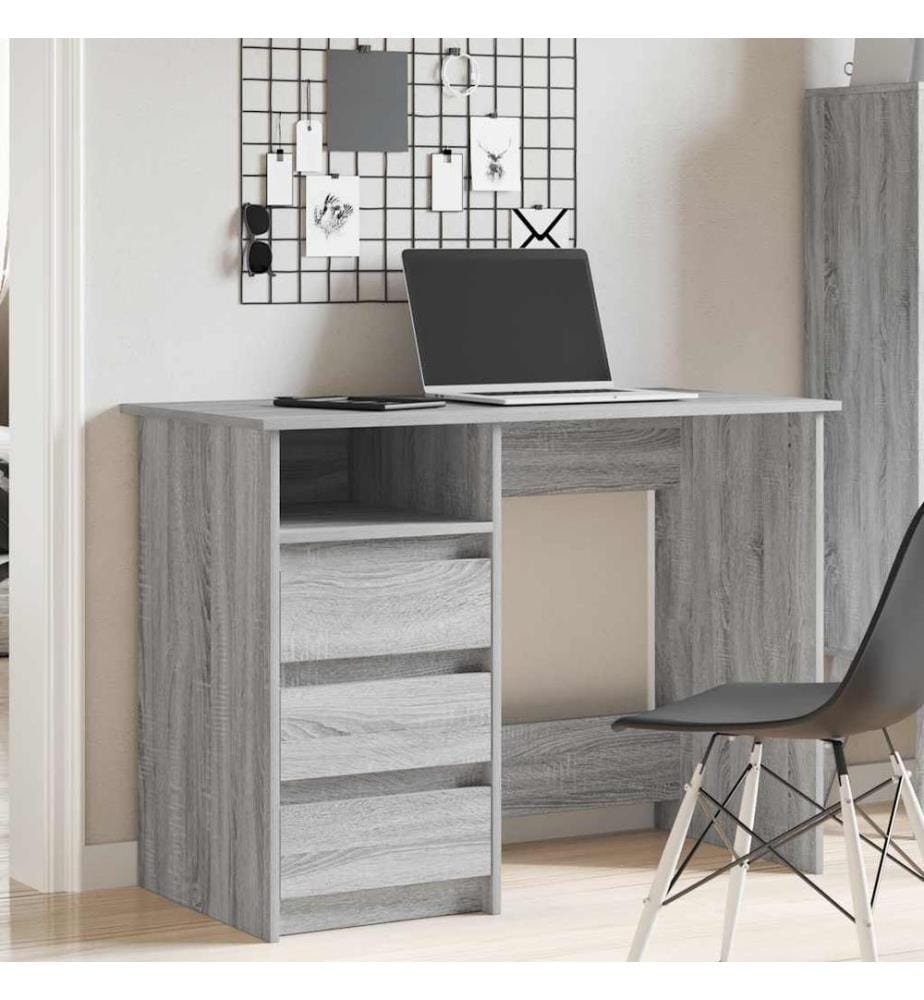 Bureau sonoma gris 102x50x75 cm bois d'ingénierie