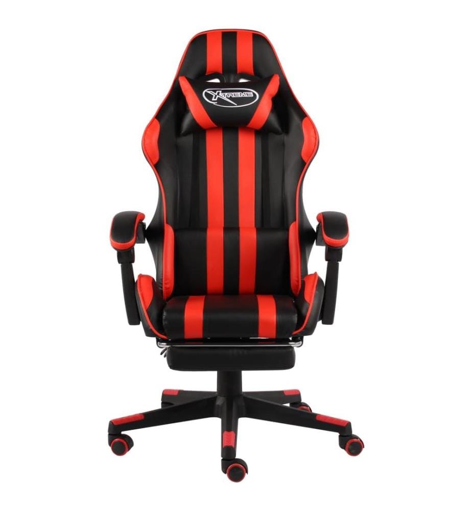 Gaming-Stuhl mit Fussstütze Schwarz und Rot Kunstleder