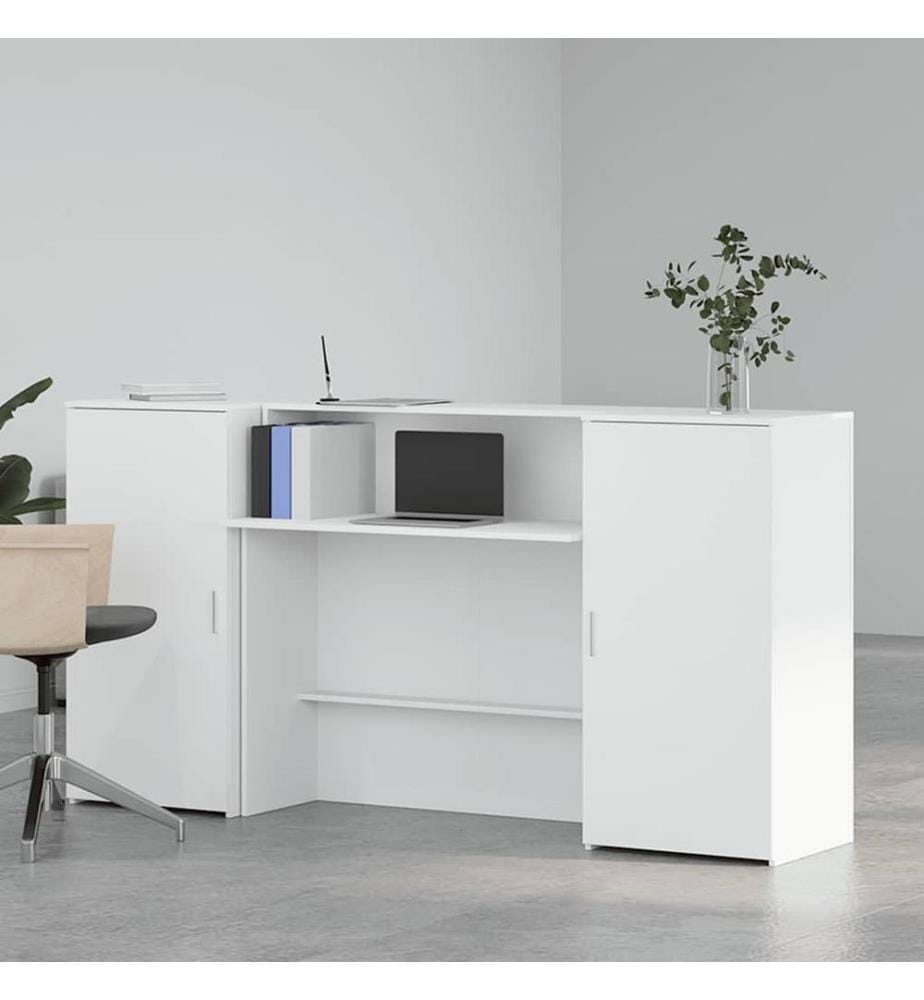 Bureau de réception blanc 200x50x103,5 cm bois d'ingénierie