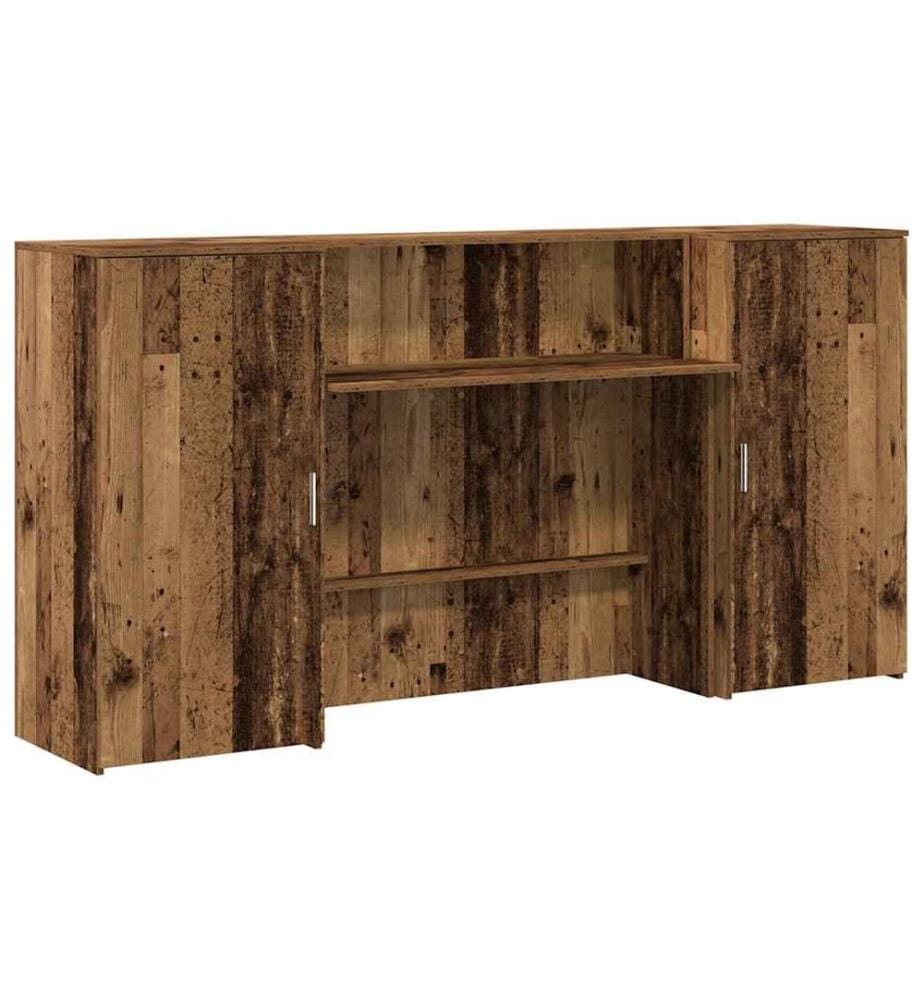 Bureau de réception vieux bois 200x50x103,5cm bois d'ingénierie