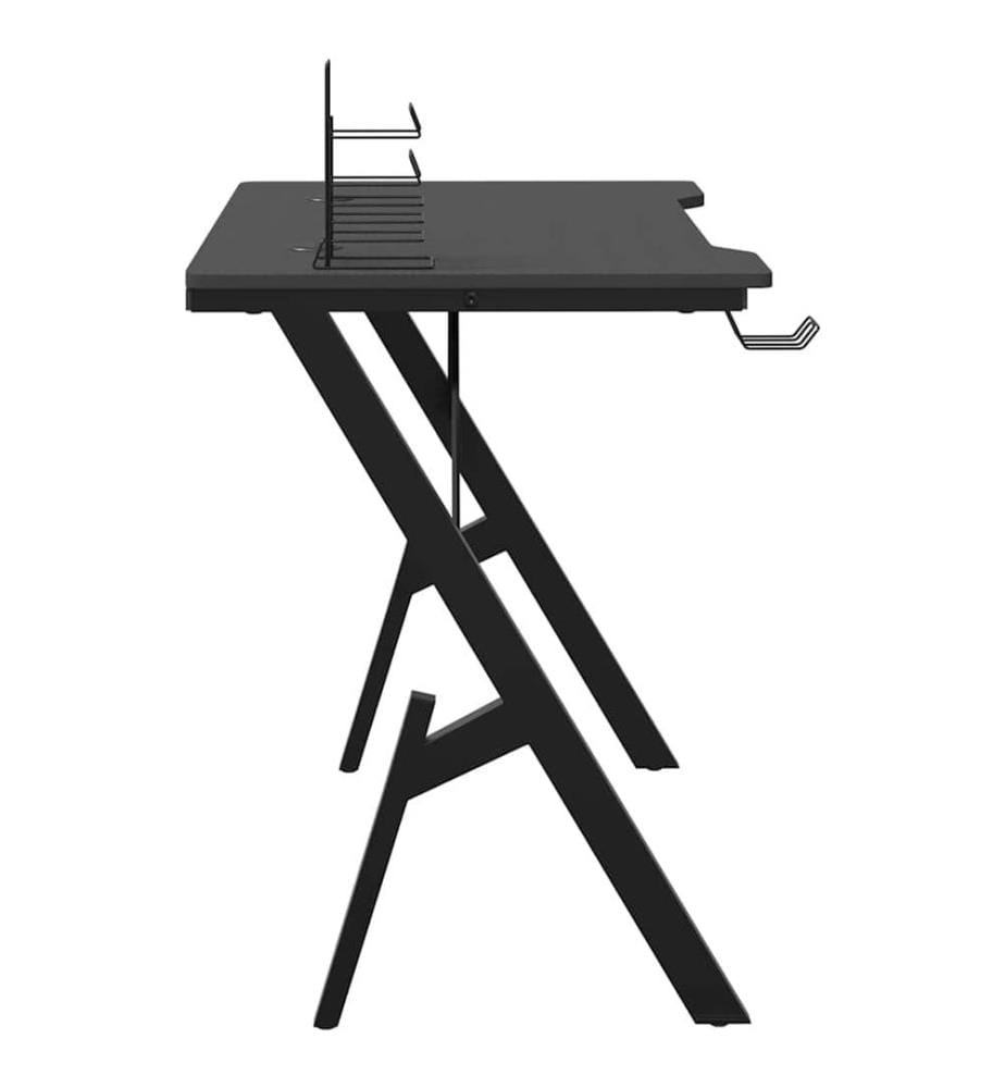 Bureau de jeu avec pieds en forme de Y Noir 90x60x75 cm