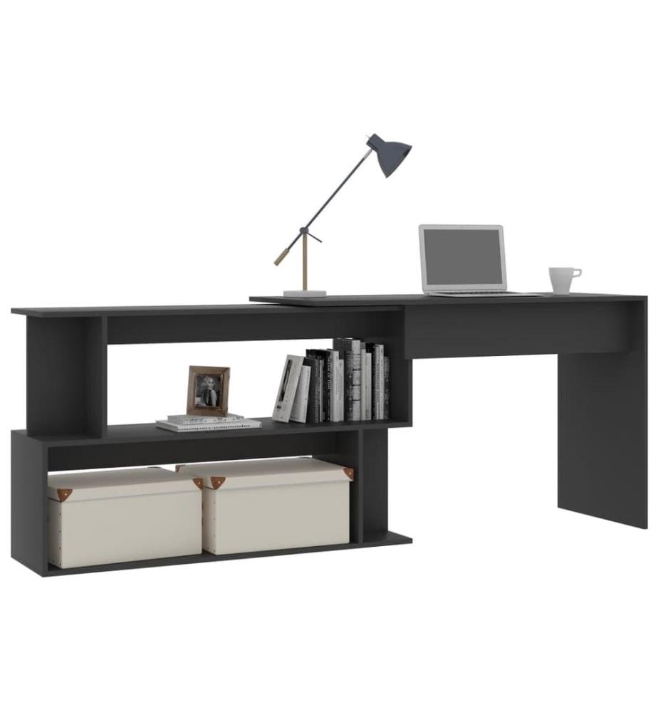 Eckschreibtisch Grau 200x50x76 cm Holzwerkstoff