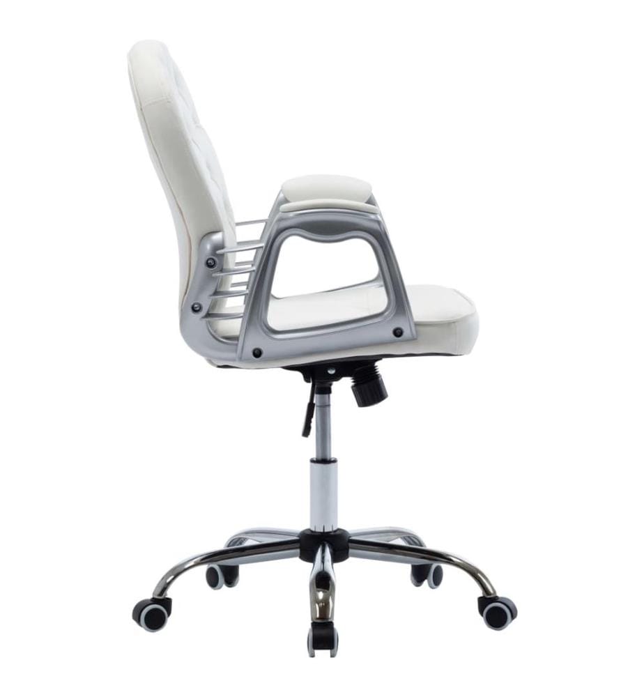 Chaise de bureau pivotante Blanc Similicuir