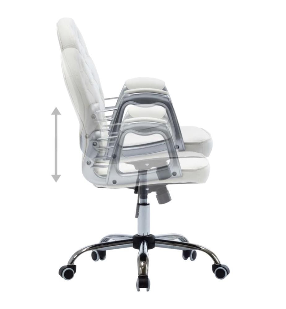 Chaise de bureau pivotante Blanc Similicuir