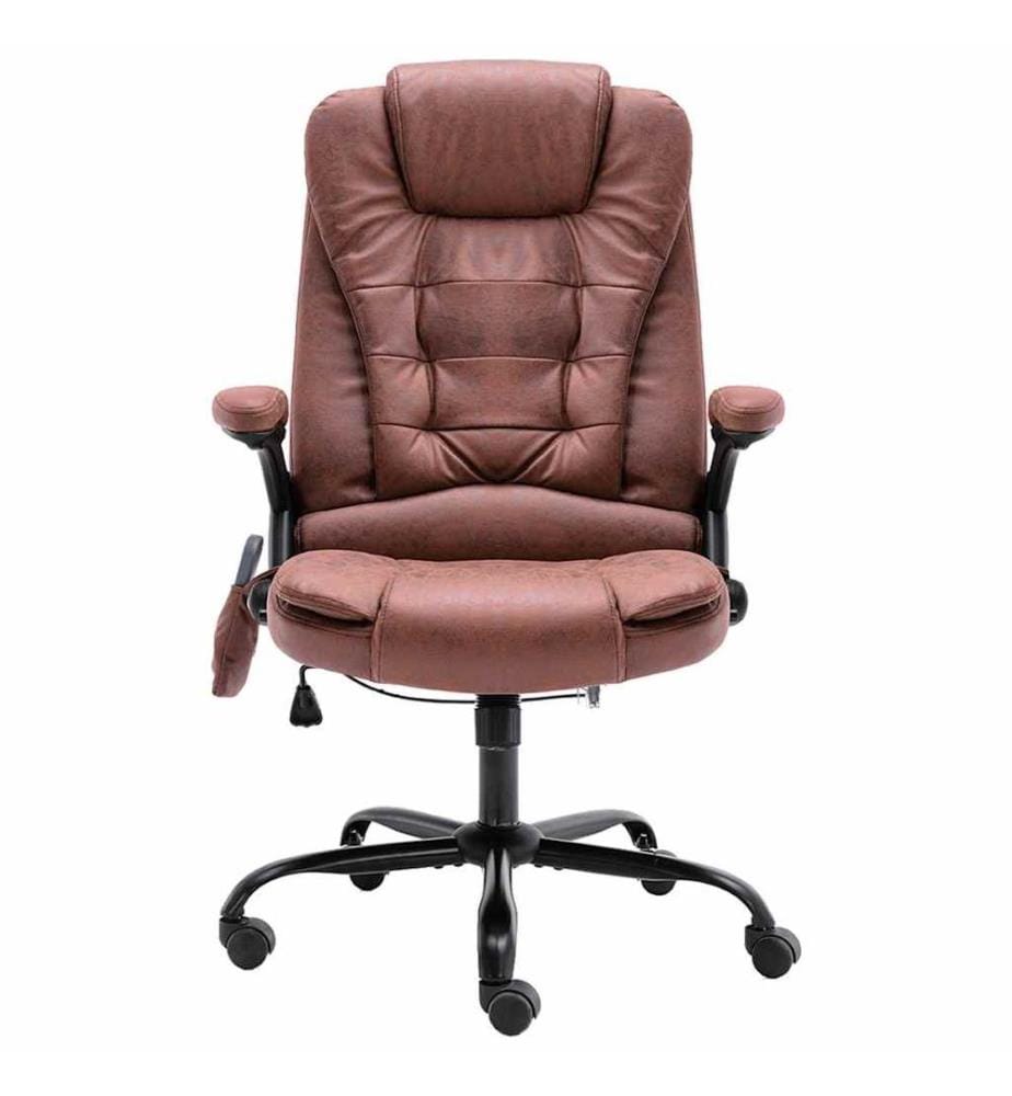 Bürostuhl mit Massagefunktion Hellbraun Wildleder-Optik