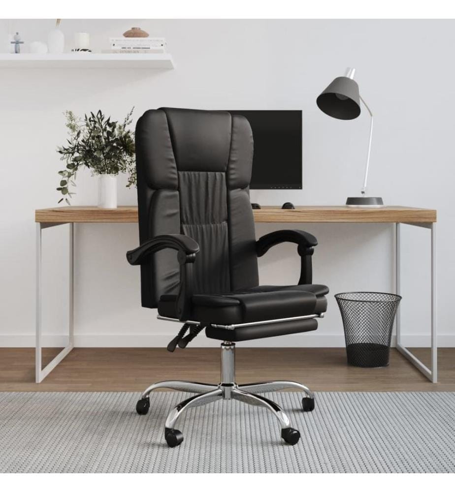Bürostuhl mit Liegefunktion Schwarz Kunstleder