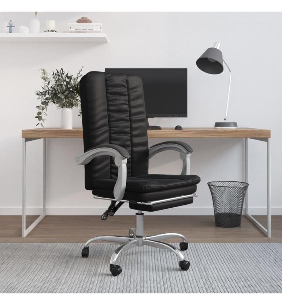 Bürostuhl mit Liegefunktion Schwarz Kunstleder