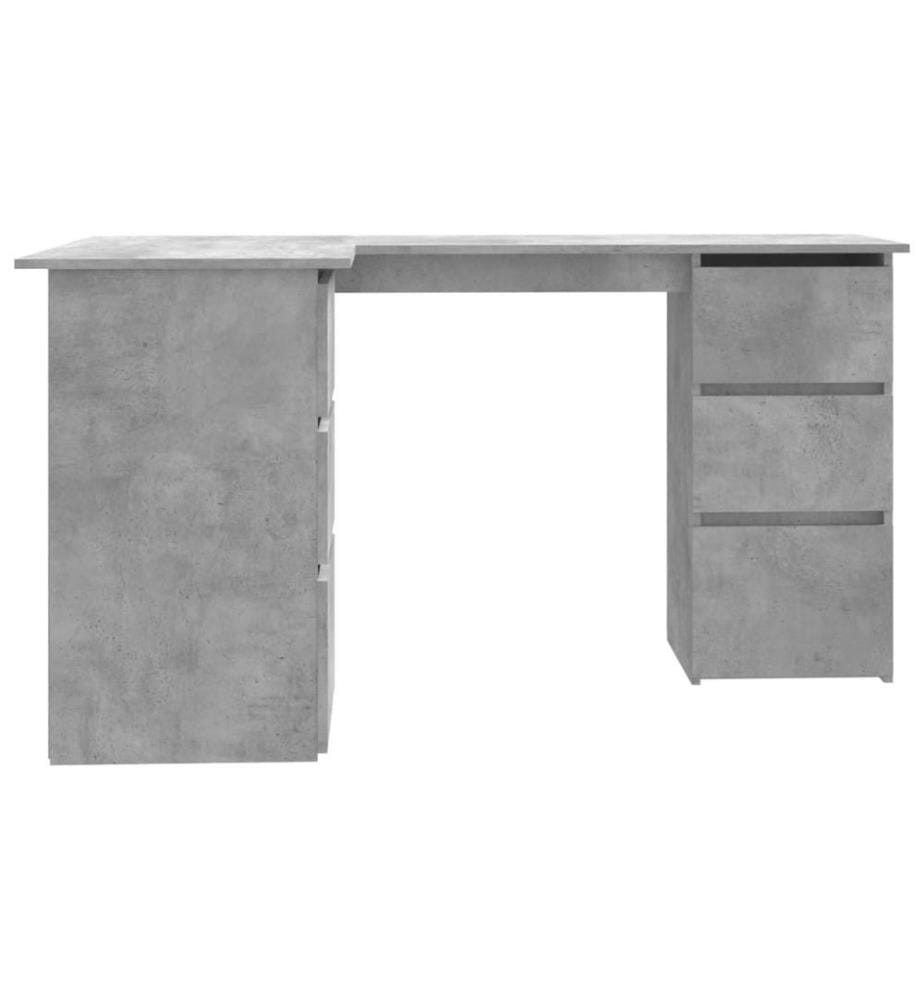 Bureau d'angle Gris béton 145x100x76 cm Bois d'ingénierie