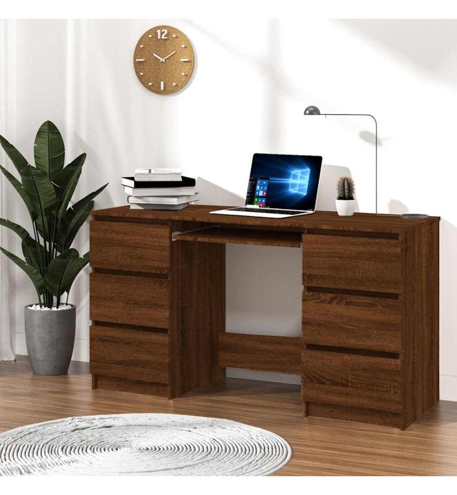 Schreibtisch Braun Eichen-Optik 140x50x77 cm Holzwerkstoff