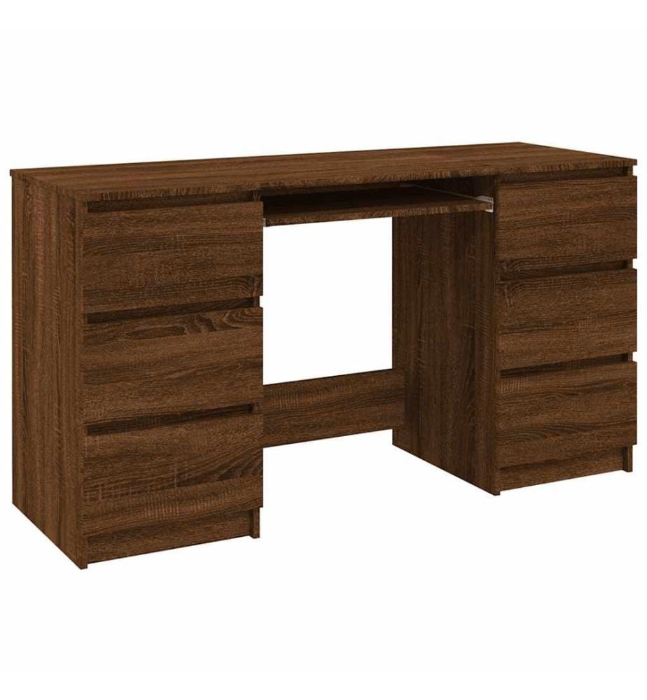 Schreibtisch Braun Eichen-Optik 140x50x77 cm Holzwerkstoff