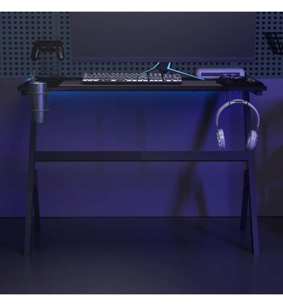 Bureau de jeu à LED en forme de Y noir 110x60x75 cm