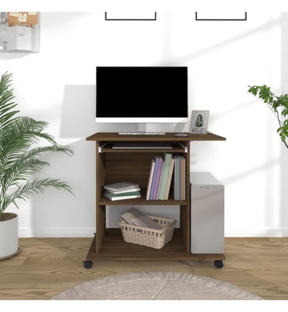 Bureau d'ordinateur Chêne marron 80x50x75 cm Bois d'ingénierie