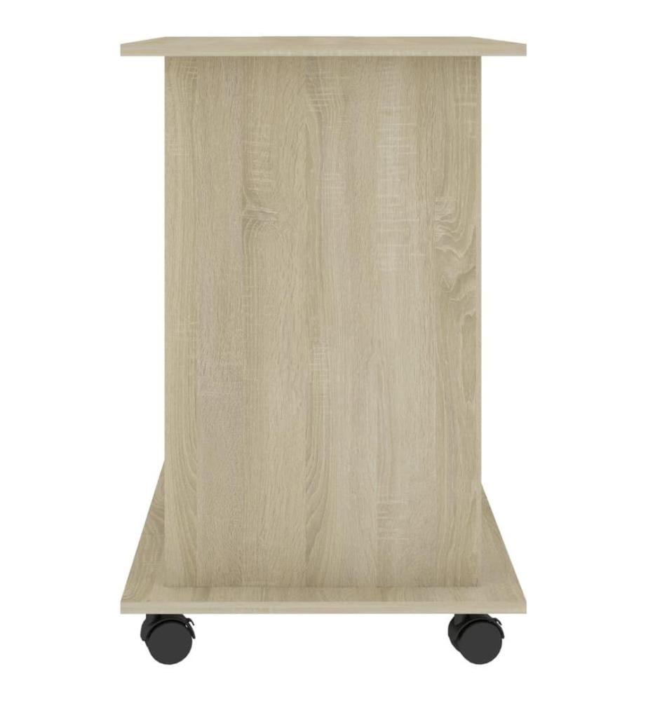 Bureau d'ordinateur Blanc et chêne sonoma 80x50x75 cm Aggloméré