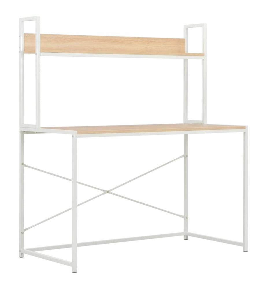 Computertisch Weiss und Eiche 120x60x138 cm
