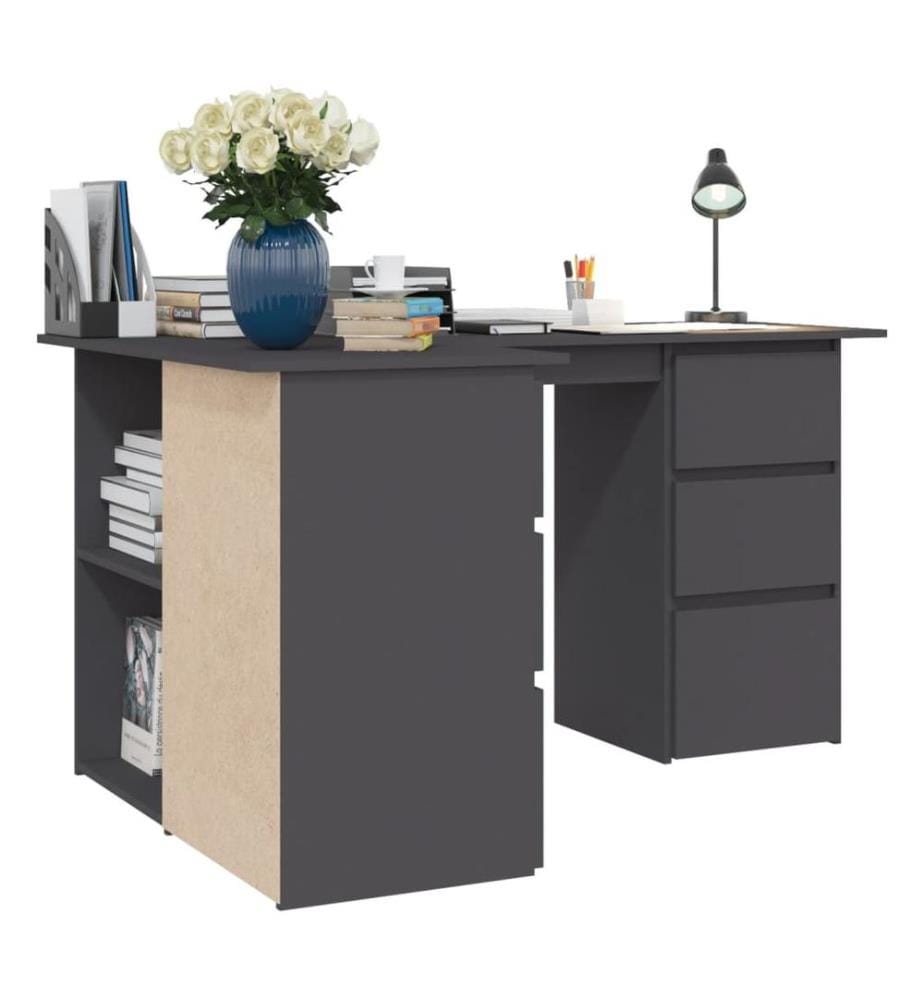 Bureau d'angle Gris 145x100x76 cm Aggloméré