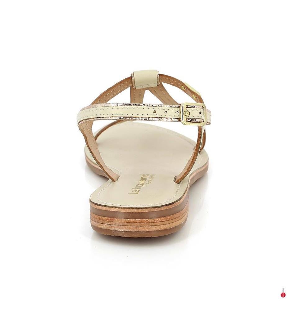 Hamatrio Flache Ledersandalen - Creme