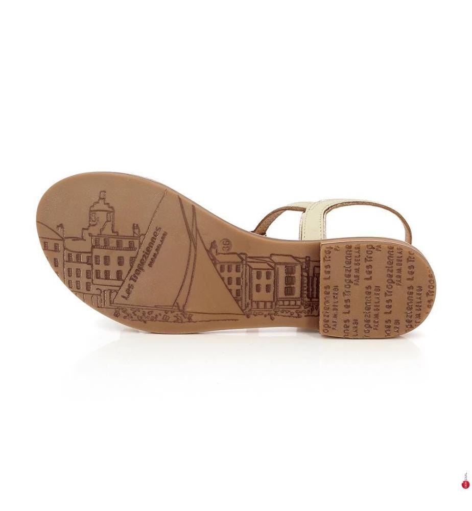 Hamatrio Flache Ledersandalen - Creme