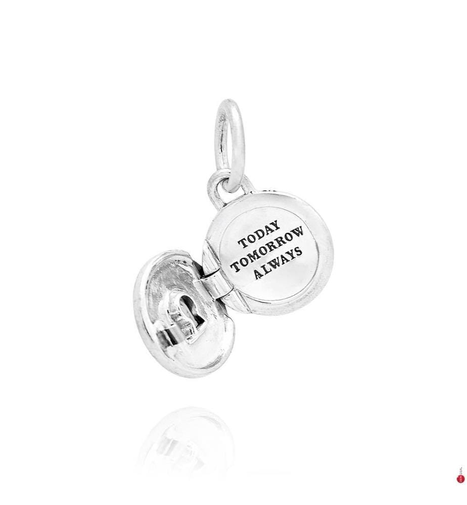 Charm Anhänger Liebesmedaillon aufklappbar & gravierbar - Silber 925/1000e