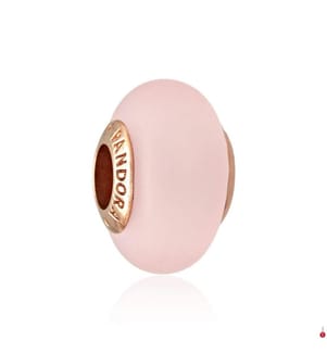 Muranoglas Charm Matt Pink - Rotvergoldetes Metall