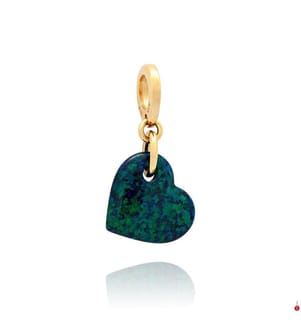 Opalescent Green Heart Pendant Charm - Gold Plated Metal