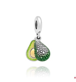 Charm Anhänger Doppelte Avocado - 925/1000e Silber, Vergoldetes Metall