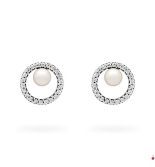 Ohrstecker Behandelte Süsswasserzuchtperle & Halo Pavé - Silber 925/1000e