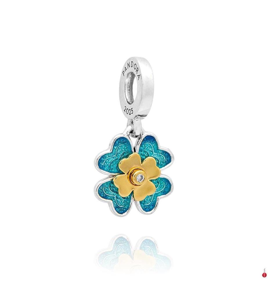 Charm Pendant My Pandora 2025 Kleeblatt Drehbar 0.009 ct TW - Silber 925/1000e, Vergoldetes Metall