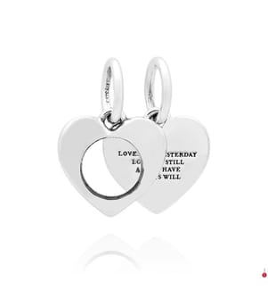 Charm Anhänger Doppelte Lupe Herz Gravierbar - Silber 925/1000e