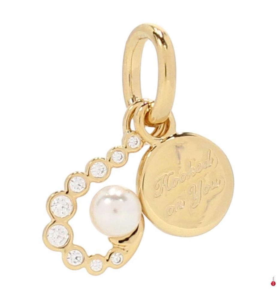 Charm Haken Perle lackiert - Vergoldet