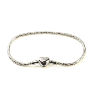 Schlangenketten-Armband mit facettierten Gliedern und Herz-Schliesse - Silber