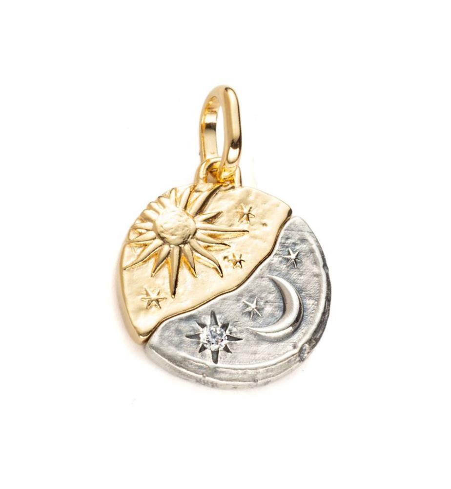 Pandora Medaillon Charme Sonne und Mond - Silber & Gold