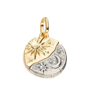 Pandora Medaillon Charme Sonne und Mond - Silber & Gold