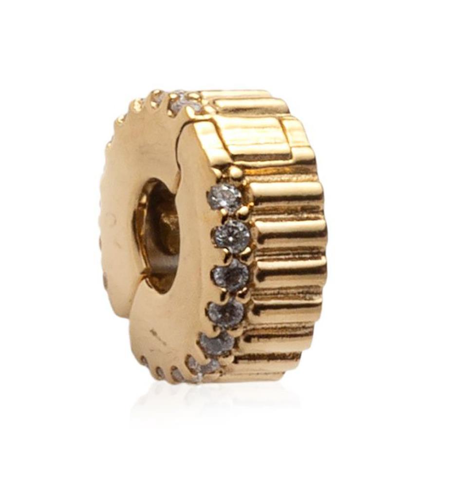 Pandora gerippt Clip Charme - Gold