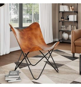 Butterfly-Sessel Braun Echtleder