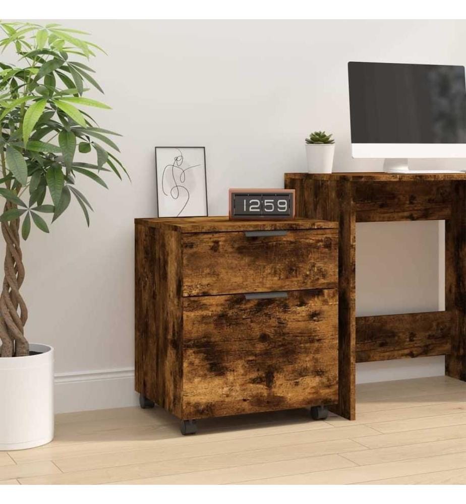 Mobiler Aktenschrank mit Rollen Räuchereiche 45x38x54 cm