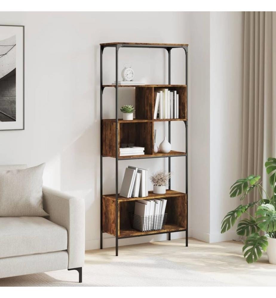 Bücherregal 5 Böden Räuchereiche 76x33x188,5 cm Holzwerkstoff