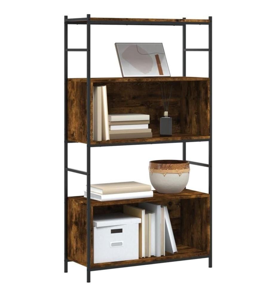 Bücherregal Räuchereiche 80x30x145,5 cm Holzwerkstoff und Eisen