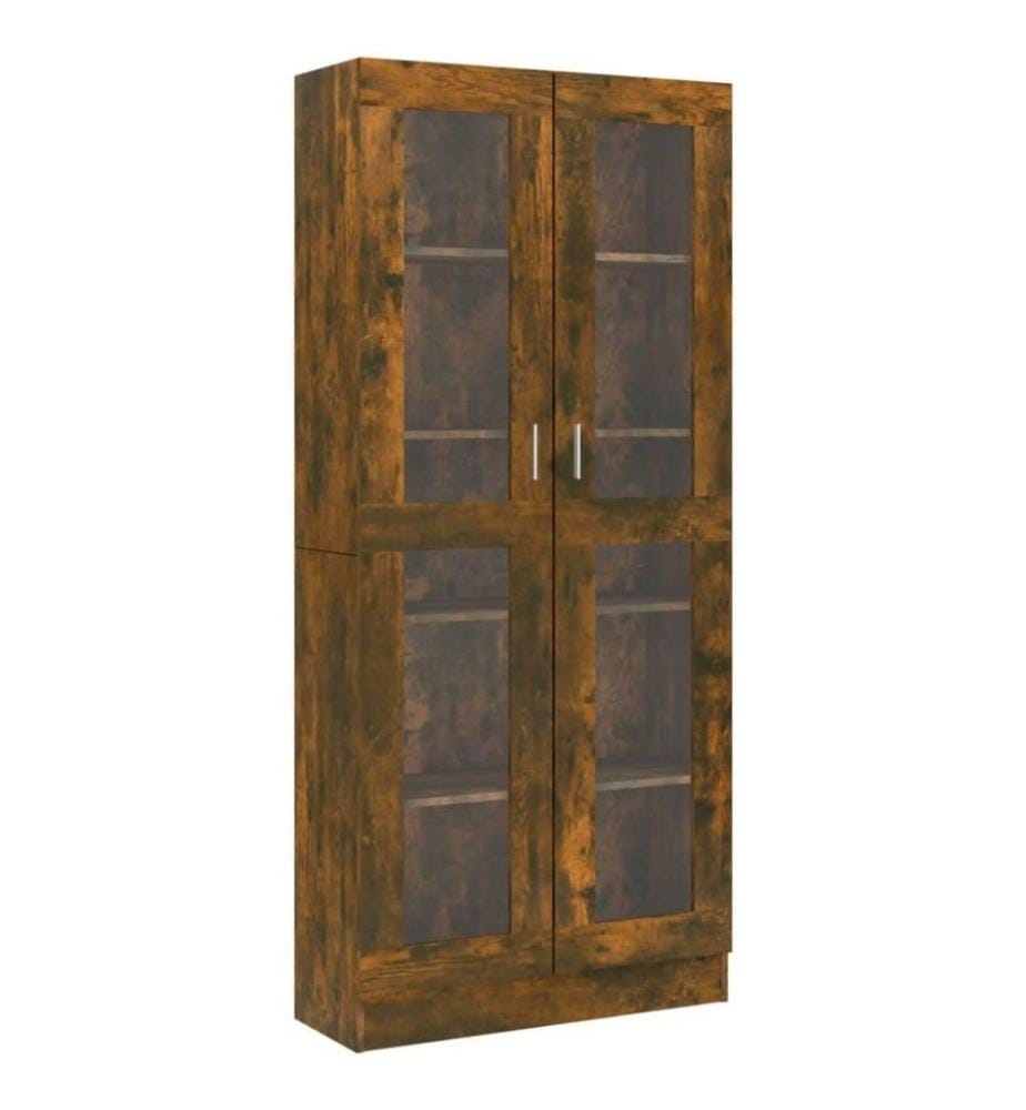 Vitrinenschrank Räuchereiche 82,5x30,5x185,5 cm Holzwerkstoff