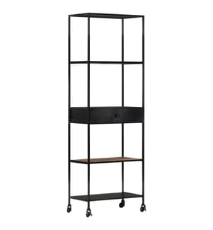Bücherregal 60x35x180 cm Raues Mangoholz & Eisen