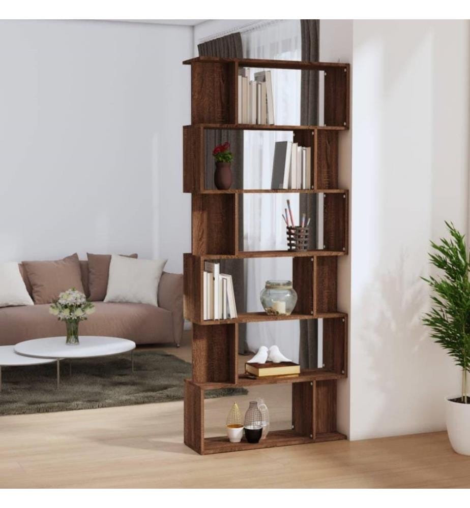 Bücherregal/Raumteiler Braun Eiche 80x24x192 cm Holzwerkstoff