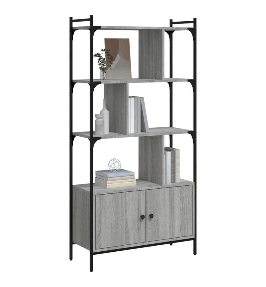 Bücherregal mit Türen Grau Sonoma 76,5x30x154,5cm Holzwerkstoff